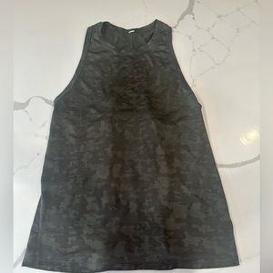 Lululemon Miles Ahead Mesh Tank Camo Colored with Open Back